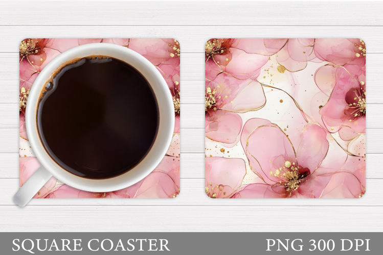 Flowers Square Coaster Sublimation. Flowers Coaster Design