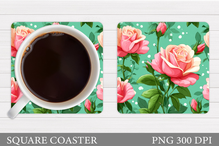 Roses Coaster Sublimation. Flowers Coaster Design