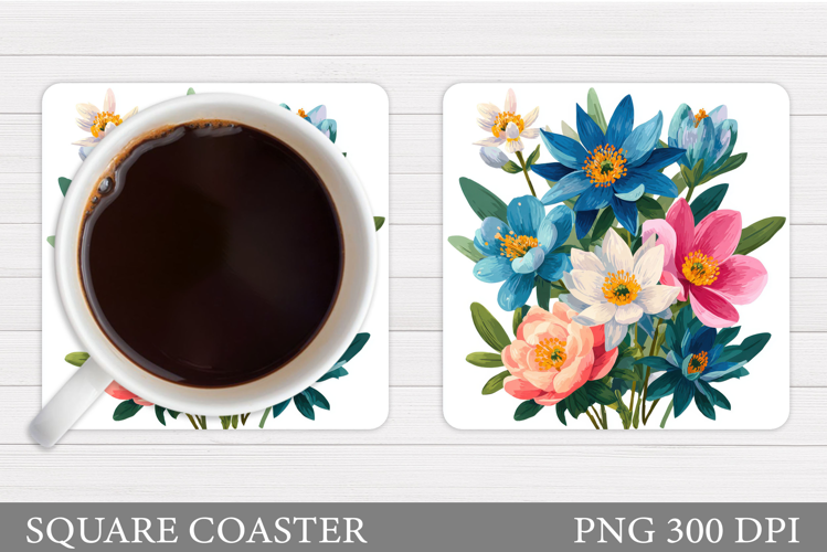 Wildflowers Coaster Design. Floral Coaster Sublimation