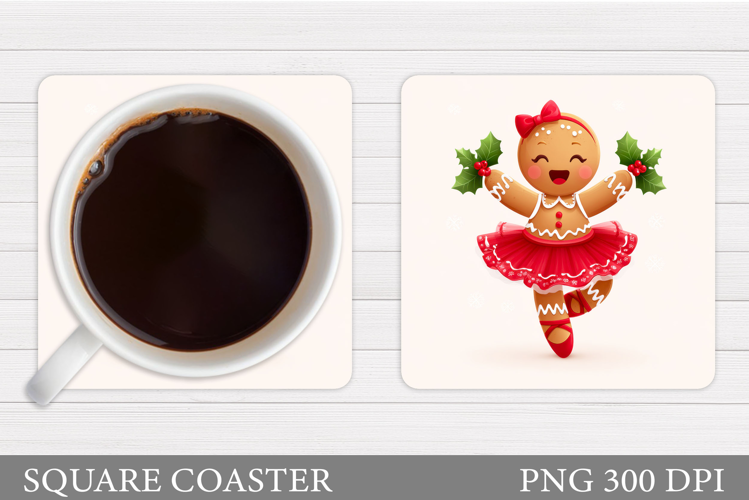 Cute Gingerbread Coaster. Christmas Drink Coaster Design