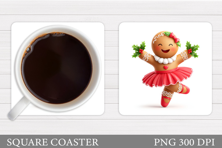 Cute Gingerbread Coaster. Christmas Drink Coaster Design