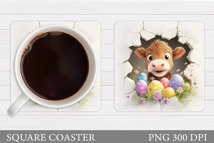 Easter Cow Coaster Design. Easter Cow Sublimation