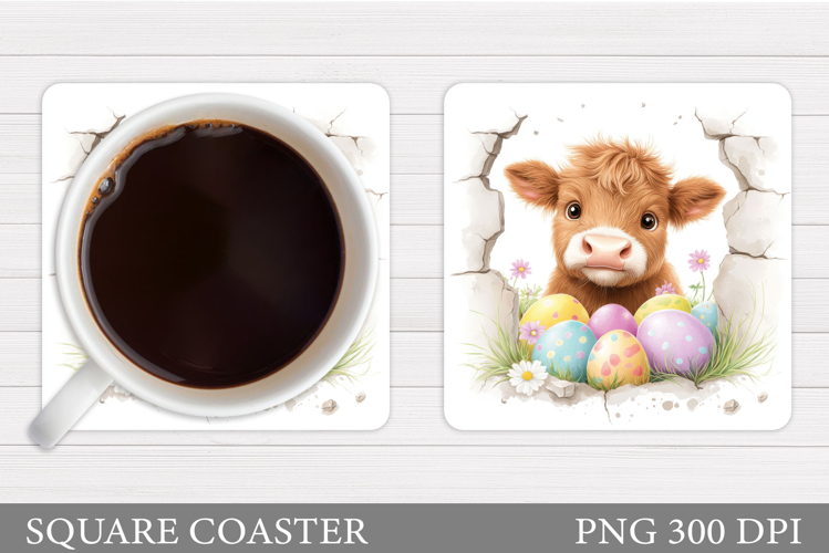 Easter Cow Coaster Design. Easter Cow Sublimation