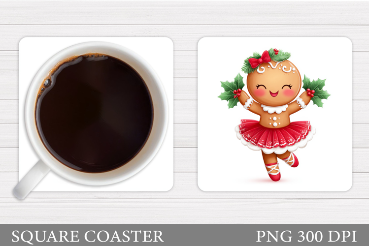 Cute Gingerbread Coaster. Christmas Coaster Design