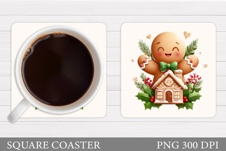 Cute Gingerbread Coaster. Christmas Drink Coaster Design