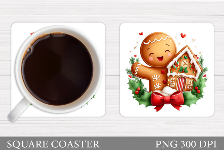 Gingerbread Coaster Design. Christmas Coaster Sublimation example image 1