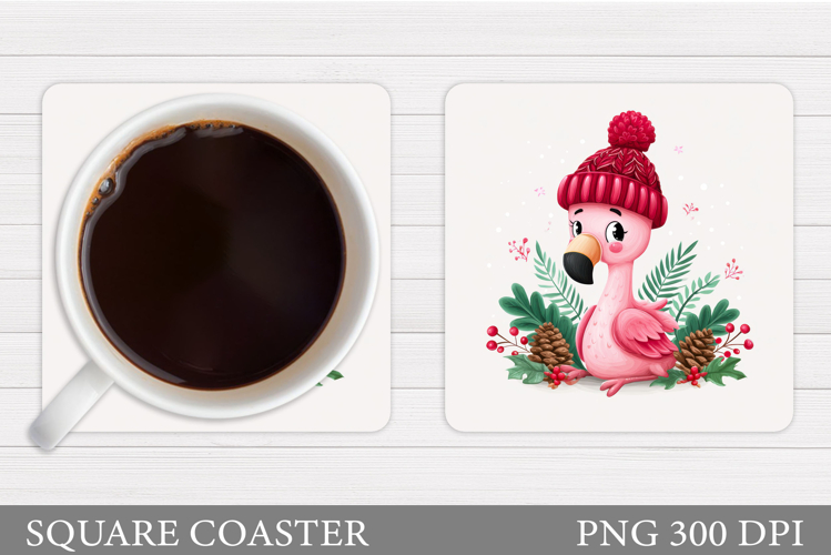 Christmas Flamingo Coaster. Christmas Coaster Design