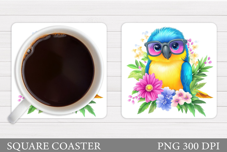 Parrot Square Coaster Design. Parrot Coaster Sublimation