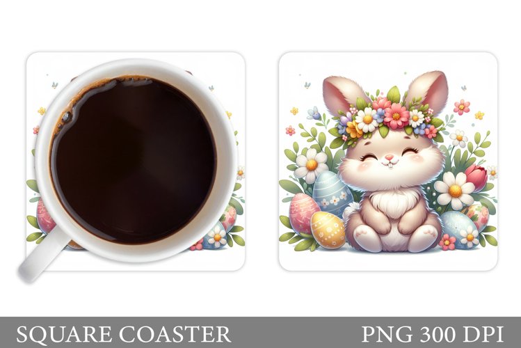 Easter Bunny Coaster Design. Easter Coaster Sublimation example image 1