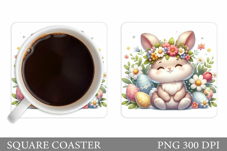 Easter Bunny Coaster Design. Easter Coaster Sublimation