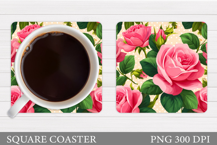 Roses Coaster Sublimation. Flowers Coaster Design