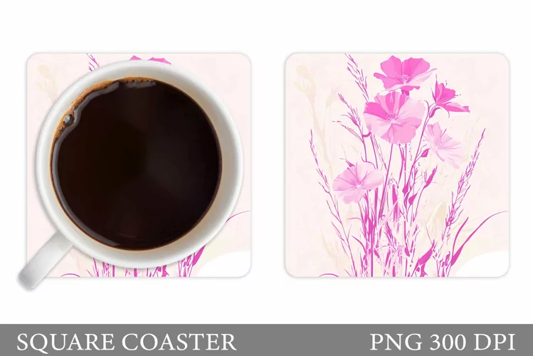 Wildflowers Coaster Design. Flowers Coaster Sublimation