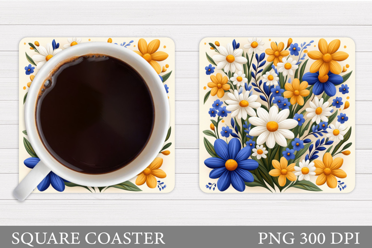 Flowers Coaster Sublimation. Wildflowers Coaster Design