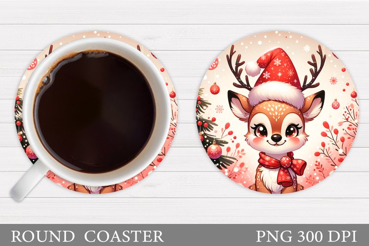 Christmas Deer Coaster Design. Christmas Coaster Sublimation example image 1