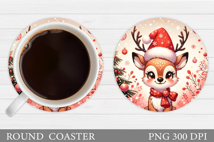 Christmas Deer Coaster Design. Christmas Coaster Sublimation