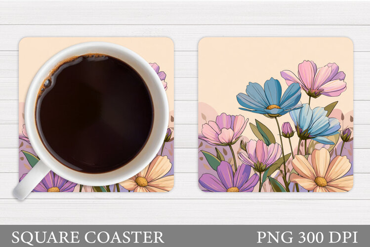 Wildflowers Coaster Design. Flowers Coaster Sublimation example image 1