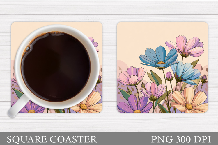 Wildflowers Coaster Design. Flowers Coaster Sublimation