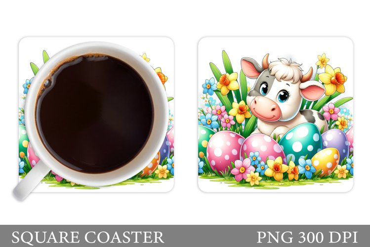 Easter Cow Coaster Design. Easter Coaster Sublimation