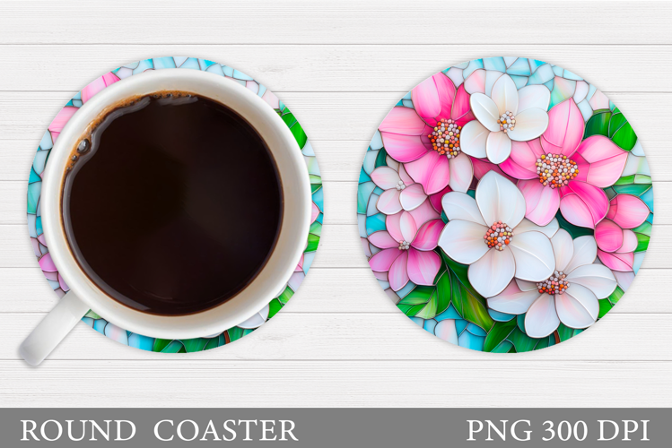 Flowers Square Coaster Sublimation. Flowers Coaster Design