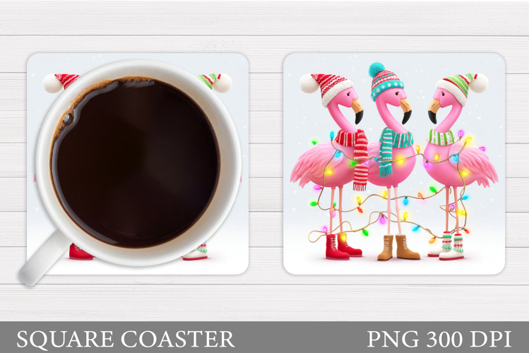 Christmas Flamingo Coaster. Christmas Coaster Design