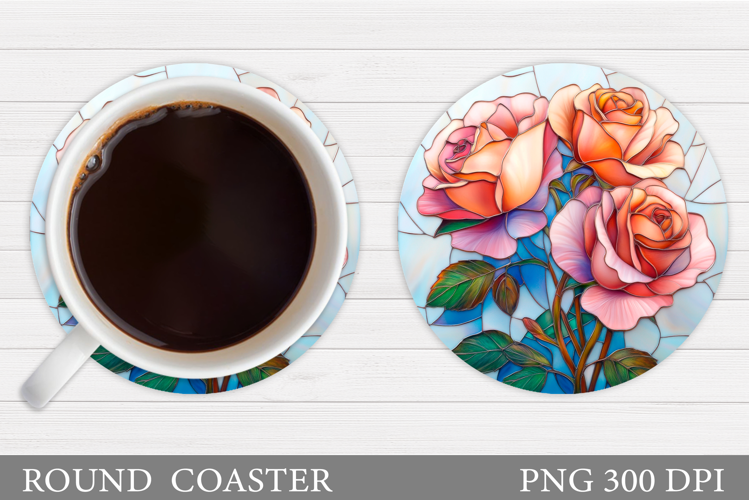 Roses Coaster Sublimation. Flowers Coaster Design
