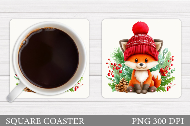 Christmas Fox Coaster. Christmas Coaster Sublimation