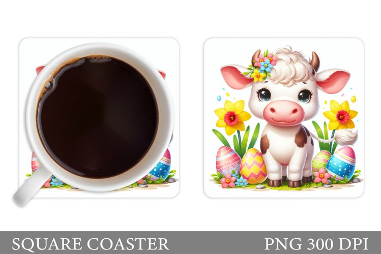 Easter Cow Coaster Design. Easter Coaster Sublimation