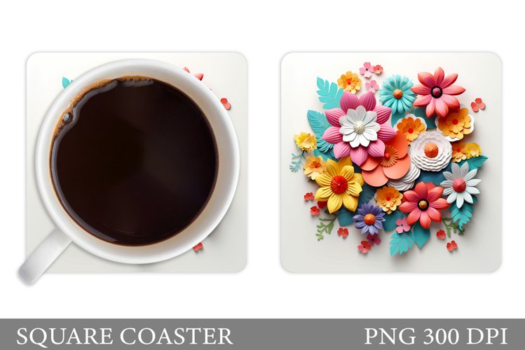 3D Flowers Coaster Design. Flowers Coaster Sublimation example image 1