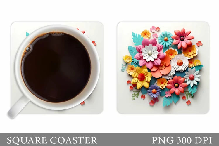 3D Flowers Coaster Design. Flowers Coaster Sublimation