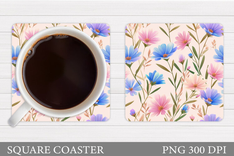 Wildflowers Coaster Design. Flowers Coaster Sublimation example image 1