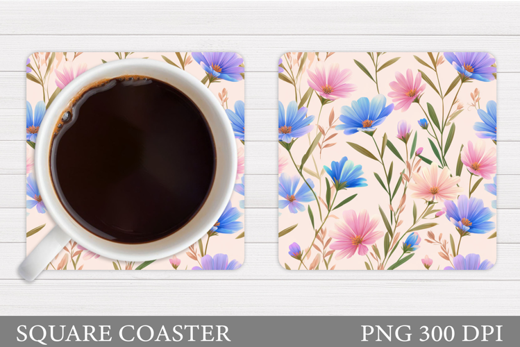 Wildflowers Coaster Design. Flowers Coaster Sublimation