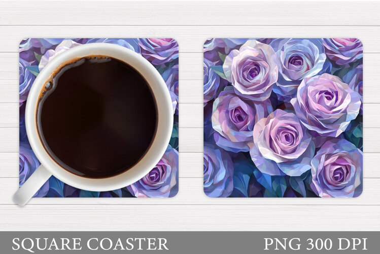 Roses Coaster Sublimation. Flowers Coaster Design example image 1