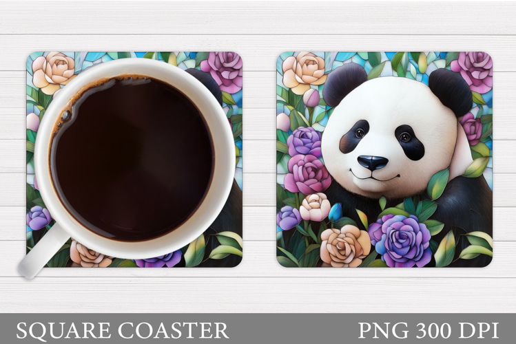 Panda Coaster Sublimation. Flowers Coaster Design example image 1