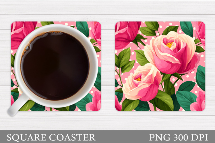 Roses Coaster Sublimation. Flowers Coaster Design
