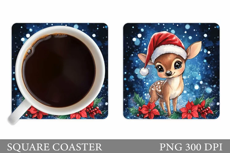 Christmas Deer Coaster Design. Christmas Coaster Sublimation