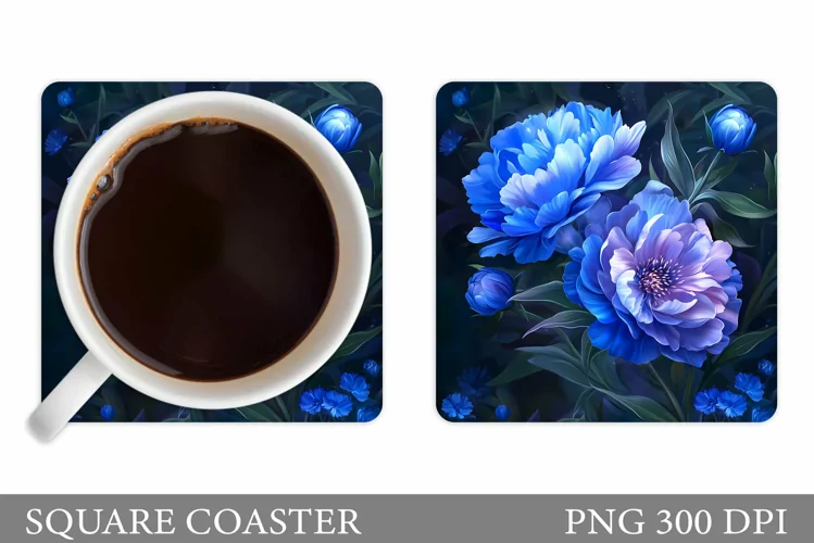 Flowers Coaster Sublimation. Floral Coaster Design