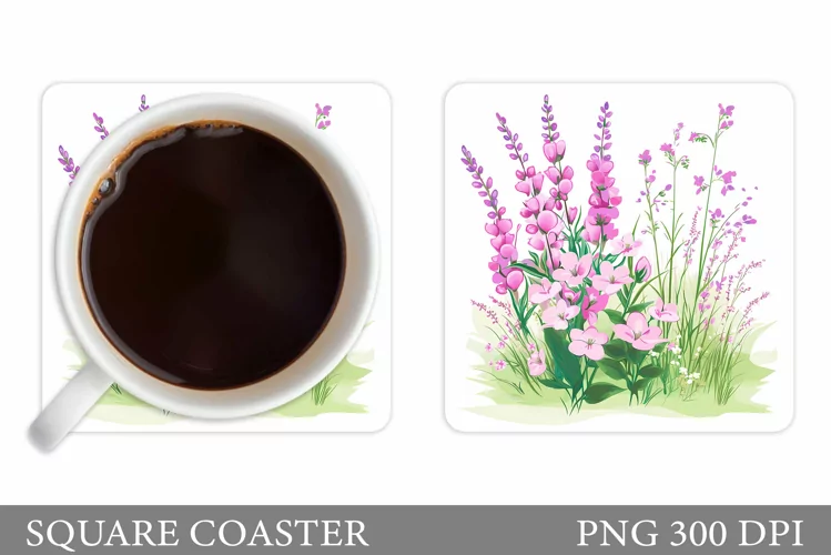 Flowers Coaster Sublimation. Floral Coaster Design