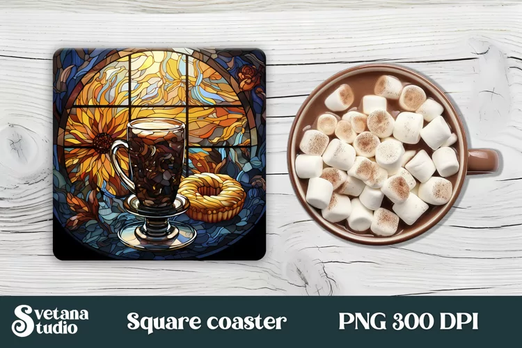Coffee square coaster design sublimation