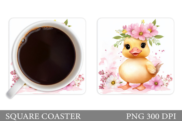 Cute Duck Coaster Design. Spring Coaster Sublimation example image 1