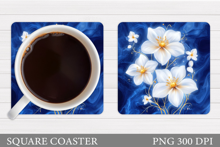 Flowers Square Coaster Sublimation. Flowers Coaster Design
