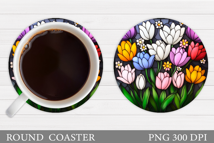 Tulips Coaster Design. Flowers Coaster Sublimation