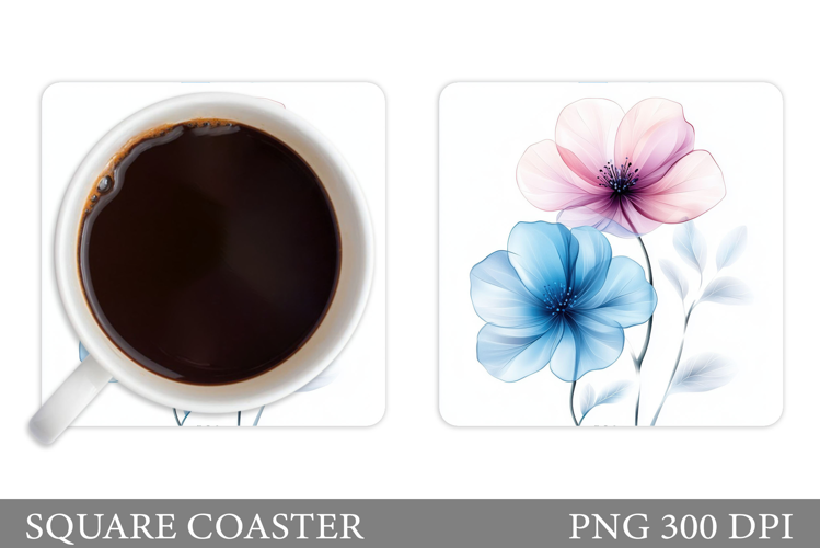 Floral Coaster Design. Flowers Coaster Sublimation
