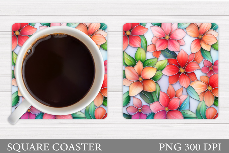 Flowers Coaster Sublimation. Floral Coaster Design