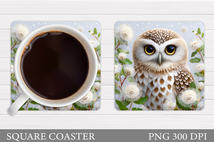 Owl Coaster Design. Owl Flowers Coaster Sublimation
