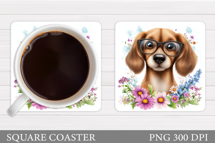 Cute Dog Coaster Sublimation. Cute Dog Sublimation