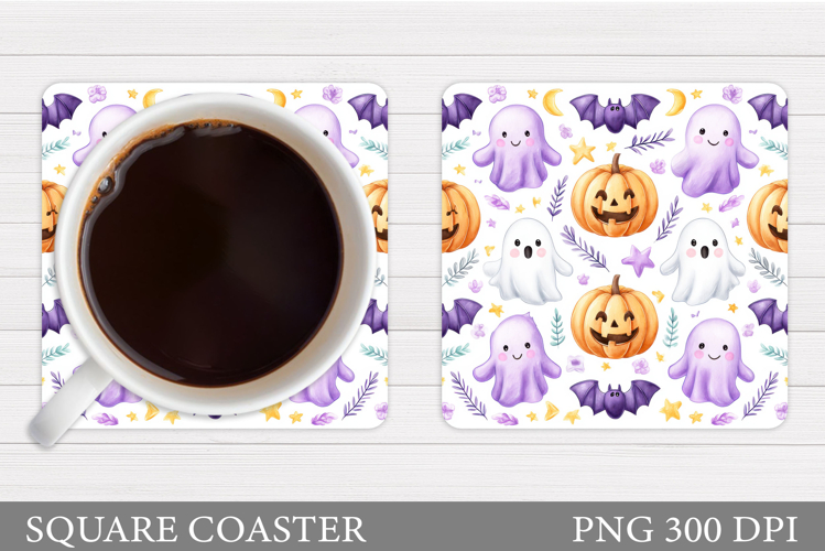 Cute Halloween Coaster Sublimation. Ghost Coaster Design