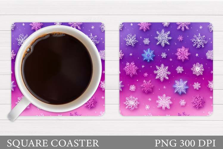 Snowflakes Coaster Design. Christmas Coaster Sublimation