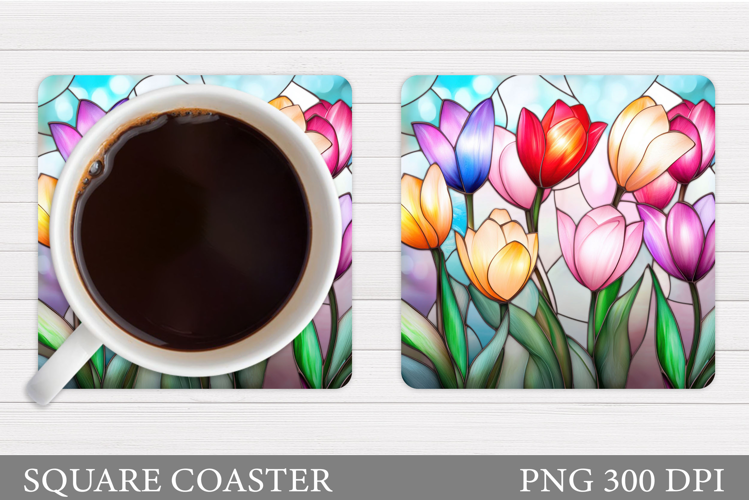 Tulips Coaster Design. Flowers Coaster Sublimation