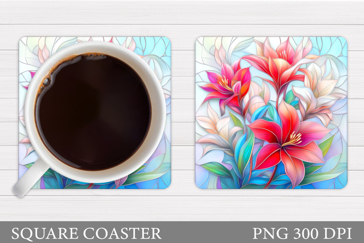 Floral Coaster Design. Flowers Coaster Sublimation