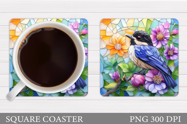 Bird Coaster Design. Bird Flowers Coaster Sublimation